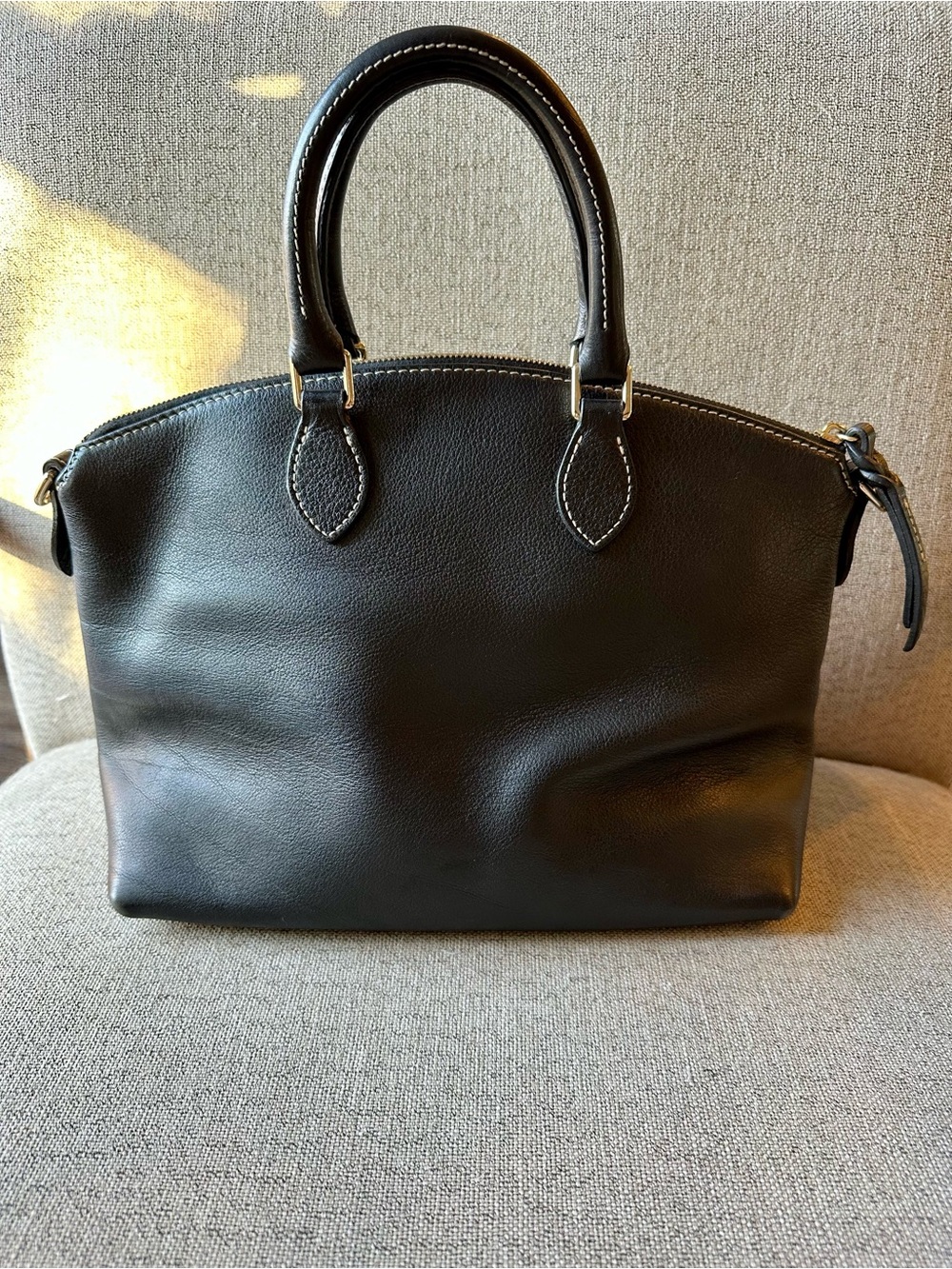 Dooney & Bourke Dillen Domed Satchel Black Pebble Leather Top-Handle - Picture 2 of 16